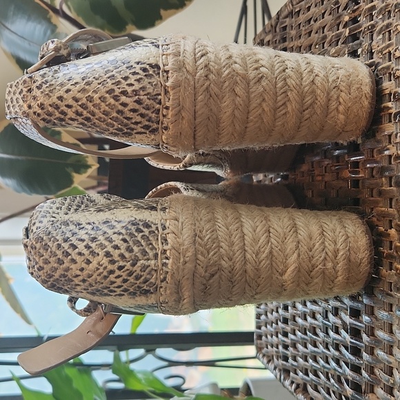 MARC FISHER Adaly leather snake print espadrille wedge sandals womens size 8.5 - Picture 6 of 11
